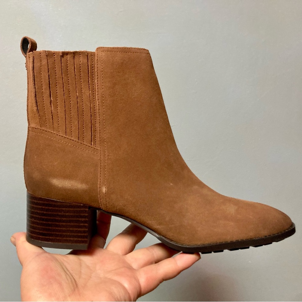 Sam Edelman Kaiti Brown Suede Ankle Block Heel Boots Size 9 New $180+